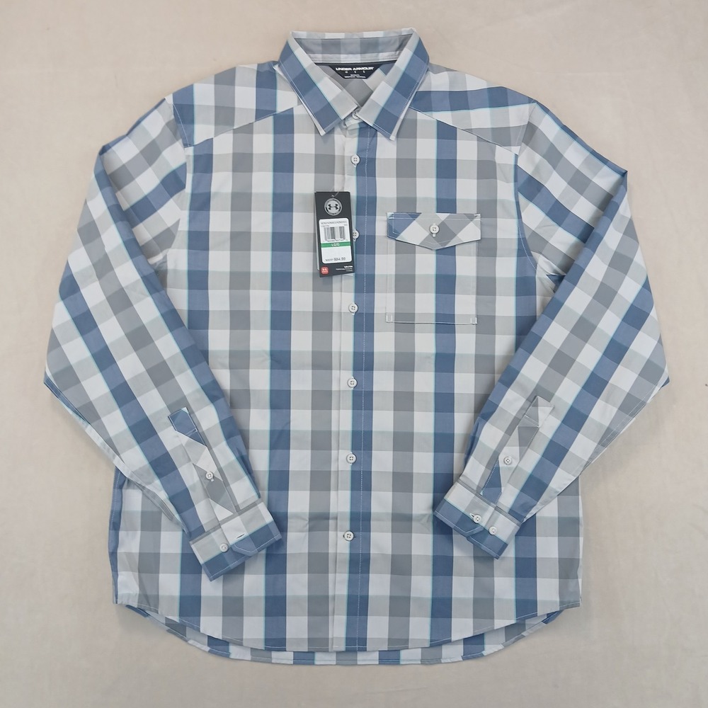 Under Armour Large Mens Shirt NWT Button Up Long Sleeve Performance 23x29 Loose
